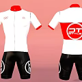 White Cycling Jersey With Red Collar Black Shorts And DT STYLE Logo
