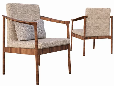 Modern Upholstered Dining Chairs With Wooden Frame Light Gray Fabric Armrests And Cushions 3d model