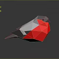 Low Poly Style Bird With Red White And Gray Feathers On Dark Background 3d model