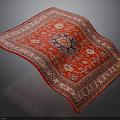 Red Oriental Rug With Intricate Patterns Central Medallion And Decorative Borders