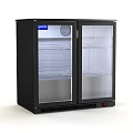 Double Door Glass Door Black Refrigerator Freezer With Internal Shelves And Temperature