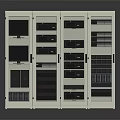 White Server Cabinet Furniture With Glass Doors And Internal Equipment Racks