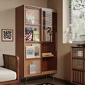 Modern Entryway Cabinet And Sideboard With Open Shelves And Decorative Storage Items
