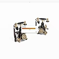 Two Vintage Telephones With Rotary Dials And Black Gold Retro Design