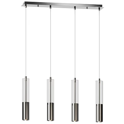 Modern Four Pendant Lights With Cylindrical Glass Shades And Slim Metal Hanging Rods 3d model