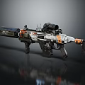 Futuristic Tactical Assault Rifle With Scope Attachment And Orange Black White Design