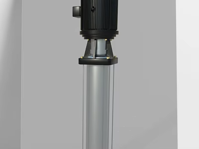 Vertical Industrial Equipment With Black Motor And Cylindrical Silver Body Structure 3d model