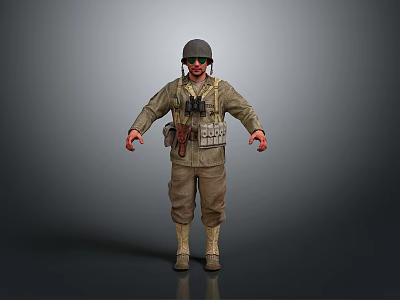 Game and Movie Character in Military Uniform With Helmet and Tactical Gear 3d model
