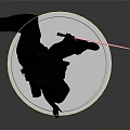 Game Movie Character In Black Cloak With Mask Holding Red Lightsaber Crouching On White Base