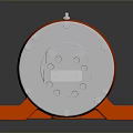 Orange And Silver Industrial Mechanical Component With Metal Housing And Base