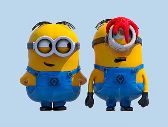 Minions Big Eyes Meng Huang Doudou Yellow Capsule Cartoon Doll Props Movie Characters Movie Cartoon Meichen Props Decoration 3d model