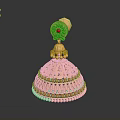 Golden Decorative Household Item With Red Gemstones And Intricate Carved Design