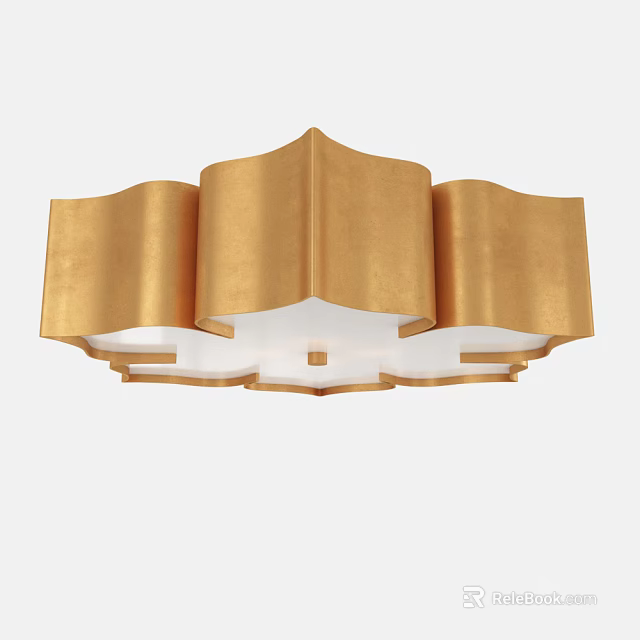 Unique Golden Ceiling Light With Sleek Wavy Design And Modern Elegance 3d model 