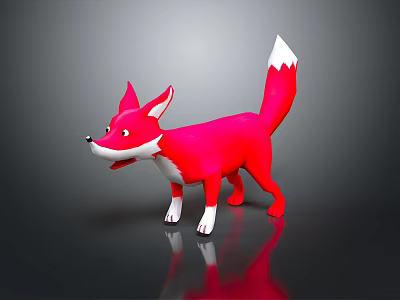 Cartoon Red Fox 3D Model Game Movie Character With White Paws And Tail Tip 3d model