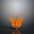 Orange Butterfly Shaped Pendant Necklace With Elegant Design For Daily Use