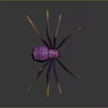 3D Rendered Purple Spider Character With Golden Patterned Legs And Vibrant Body Design