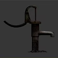 Old Fashioned Hand Water Pump With Rusty Metal Handle And Spout