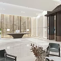Modern Hall Front Desk Lobby 3d model