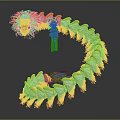 Colorful Decorative Dragon Art Piece With Feathered Head Tassel And Vibrant Scales