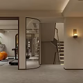 Modern Dining and Living Room Interior With Pendant Light Sofa And Decorative Wall