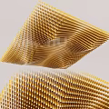 Modern Golden Wavy Honeycomb Ceiling With Decorative 3D Reflective Architectural Structure 3d model