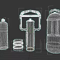Modern Silver Weapon Featuring Red Accents Ammunition Bottle Cylinder And Metal Barrel