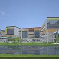 Modern Multi Story School Building With Glass Facade Terraces And Waterfront Greenery