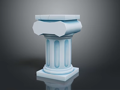 Classical White Fluted Column in Serene Garden Landscape Setting with Pedestal Base 3d model