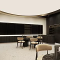 Stenders Modern Shopping Mall Store with Circular Central Counter Display Cabinets and Chairs 3d model