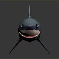 Blue Toy Shark With Detailed Teeth Pink Mouth And Sharp Fins