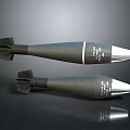 Military Bombs with Gray Bodies Silver Noses Tail Fins and Structural Markings