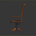 Classic Wooden High Back Chair With Armrests Red Upholstered Seat And Wheeled Base