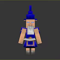 Minecraft Style Character In Blue Outfit And Hat With White Beard Holding Scroll