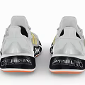 White Gold Stripe Running Shoes With Geometric Pattern Orange Sole And Ray Logo