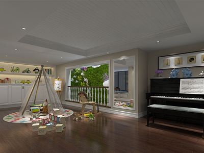 Modern Piano Room Simple Children's Room Piano Room model