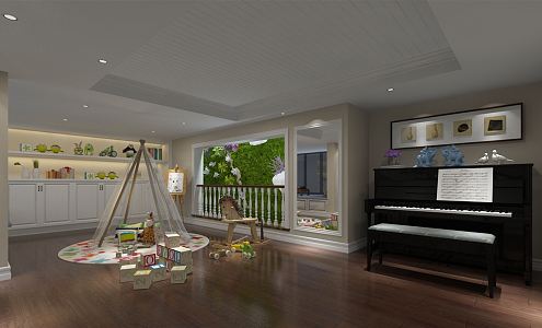 Modern Piano Room Simple Children's Room Piano Room 3d model