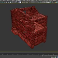Medieval Stone Architectural Structure with Stacked Masonry Blocks and Fortress Design