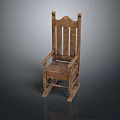 Classic Wooden Rocking Chair With Armrests And Retro Solid Wood Design