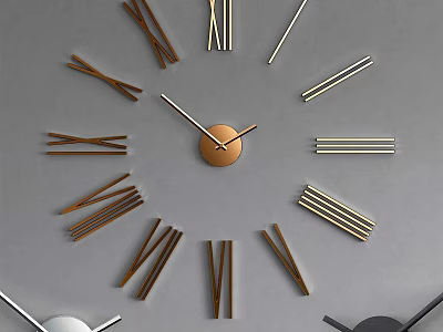 Modern Minimalist Wall Clock With Roman Numeral Design And Metal Hands 3d model