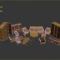 Wooden Furniture Set Featuring Sofa Chairs Tables Cabinets And Sideboards