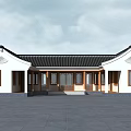 Ancient Chinese Architecture With White Walls Black Roof And Wooden Windows