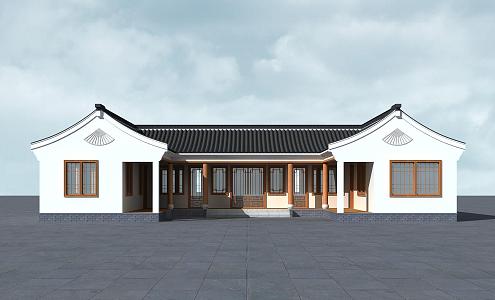 Chinese-style Ancient Building One-story Ancient Building Bungalow Villa 3d model