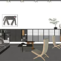 Modern Living Room Interior Design With Sofa Bookshelves Artwork And Chairs