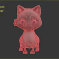 Cute 3D Cartoon Cat Character With Big Blue Eyes And Pink Ears