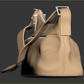 Beige Leather Shoulder Bag With Adjustable Strap And Front Zipper 3d model