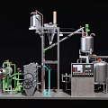Industrial Equipment with Vertical Tanks Pipes Valves and Control Panel for Processing