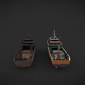 Two Different Ships With Orange White Hull And Brown Deck Structure