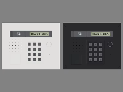 Industrial Access Control Devices in White and Black with Keypad and Weighted Level 3d model