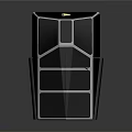 Modern Electronic Speaker With Black Body And Silver Geometric Trim Design
