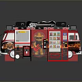 Stylish Red Food Truck with Flame Design Serving Delicious Mobile Food